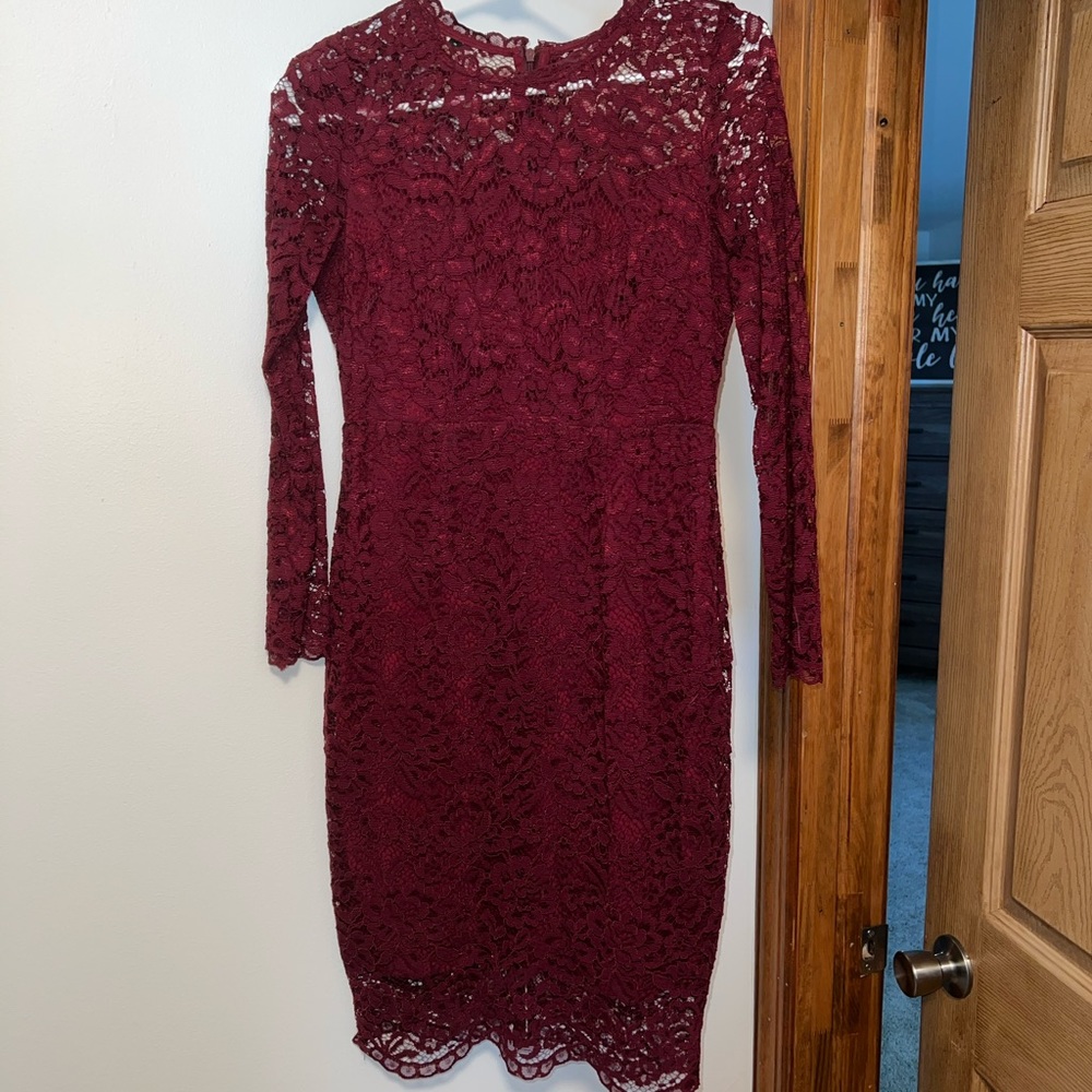 Burgundy lace dress